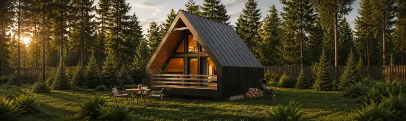 Каркасный дом «А-фрейм ретрит» 40 м²